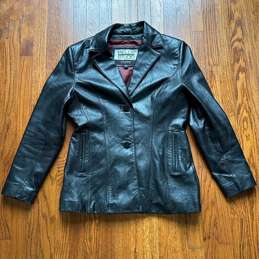 90s Minimalist Black Leather Jacket